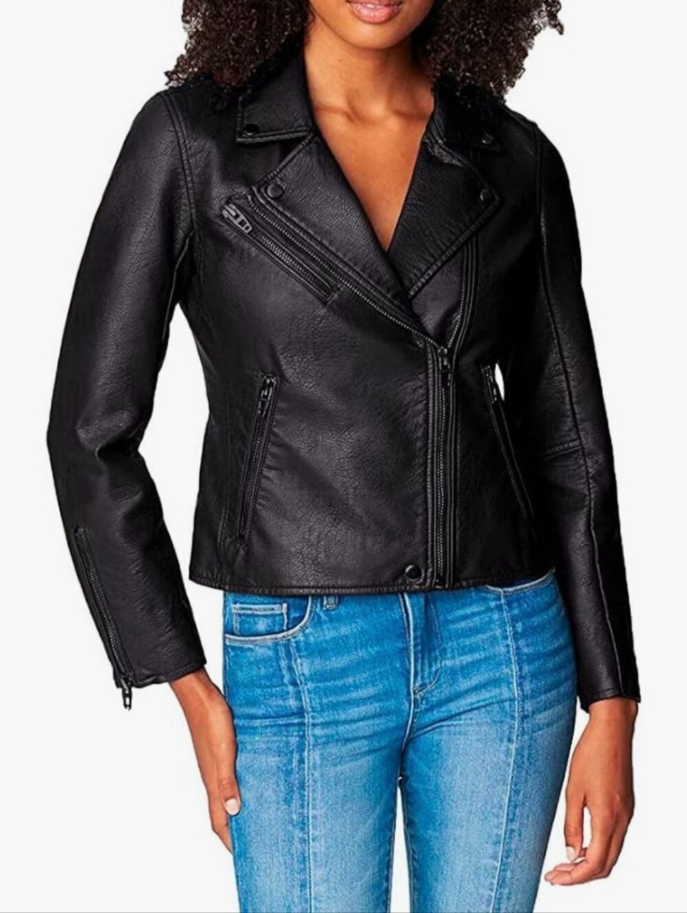 Blank NYC Women's Black Faux Leather Moto Jacket